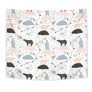 Polar Bears Star Poka Dot Pattern Wall Tapestry