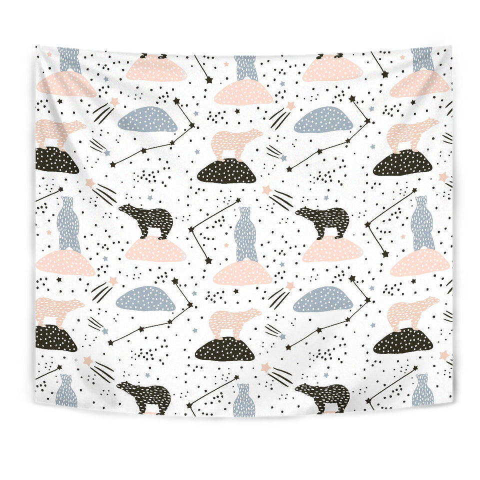 Polar Bears Star Poka Dot Pattern Wall Tapestry