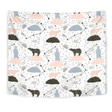 Polar Bears Star Poka Dot Pattern Wall Tapestry
