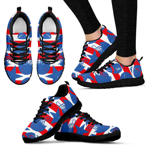 American Football Ball Star Stripes Pattern Women'S Sneaker Shoes