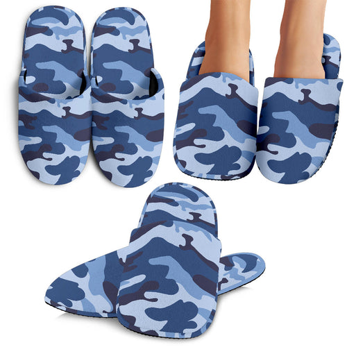 Blue Camo Camouflage Pattern Slippers