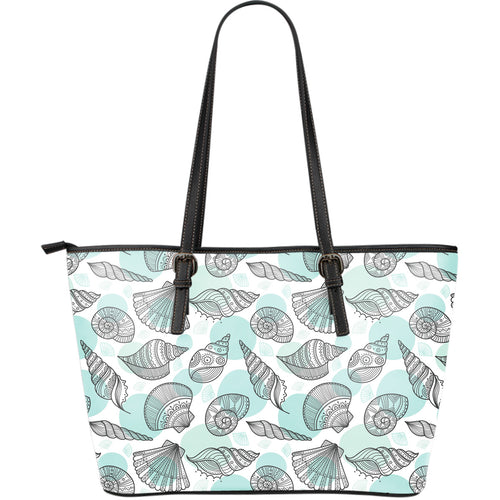 Shell Polynesian Tribal  Large Leather Tote Bag