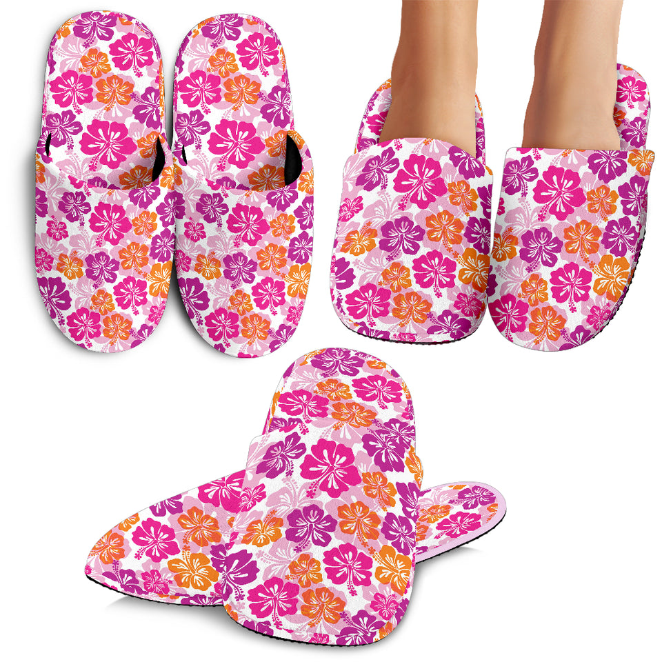 Hibiscus Pattern Print Design 01 Slippers