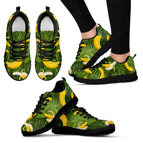 Banana Palm Leaves Pattern Women'S Sneaker Shoes