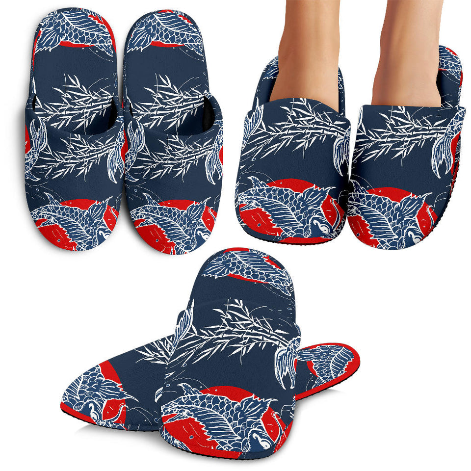 Koi Fish Carp Fishs Hand Drawn Japanese Art Slippers