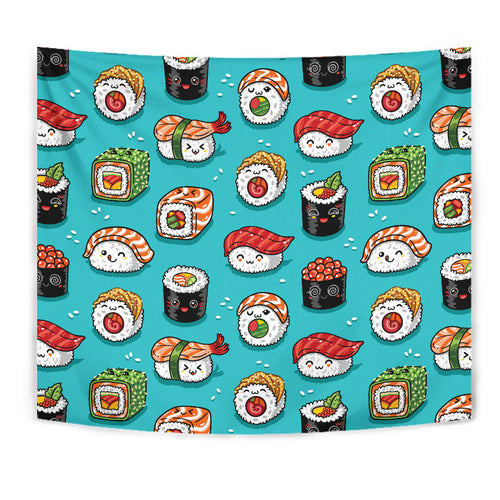 Cute Sushi Pattern Wall Tapestry