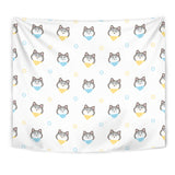 Cute Siberian Husky Pattern Wall Tapestry
