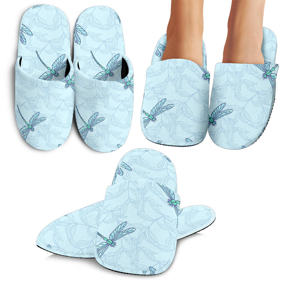 Dragonfly Pattern Blue Background  Slippers