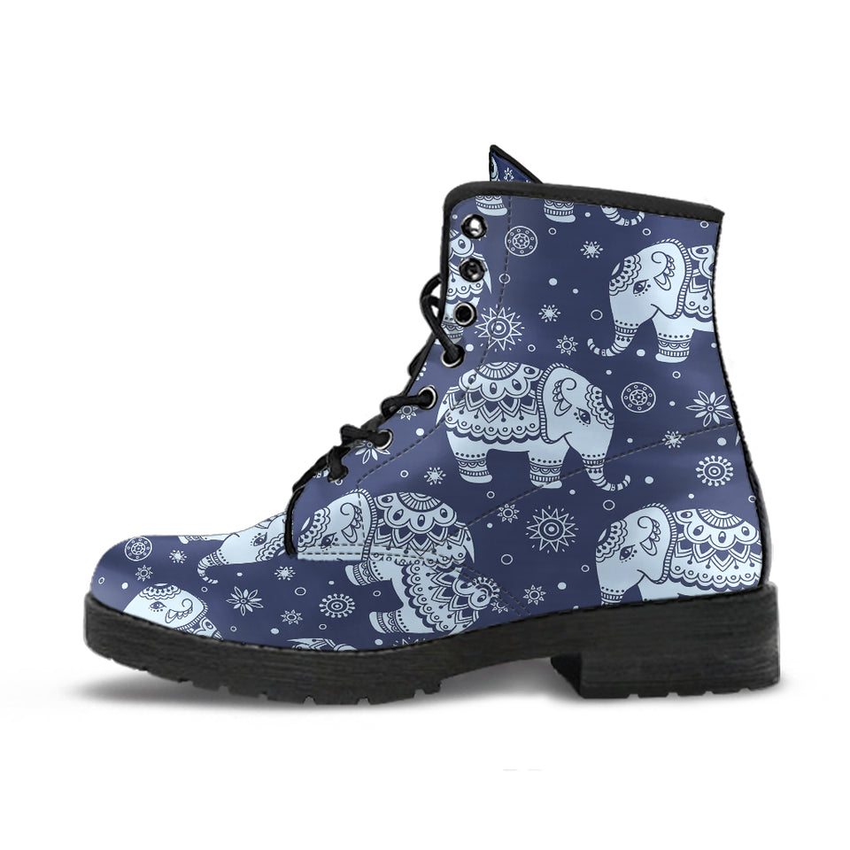 Elephant Tribal Design Pattern Leather Boots
