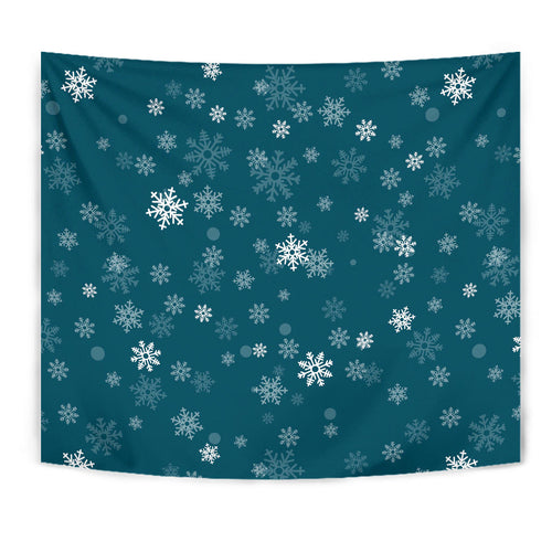 Snowflake Pattern Dark Background Wall Tapestry