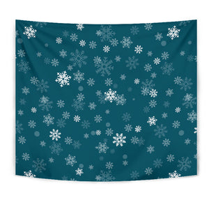 Snowflake Pattern Dark Background Wall Tapestry