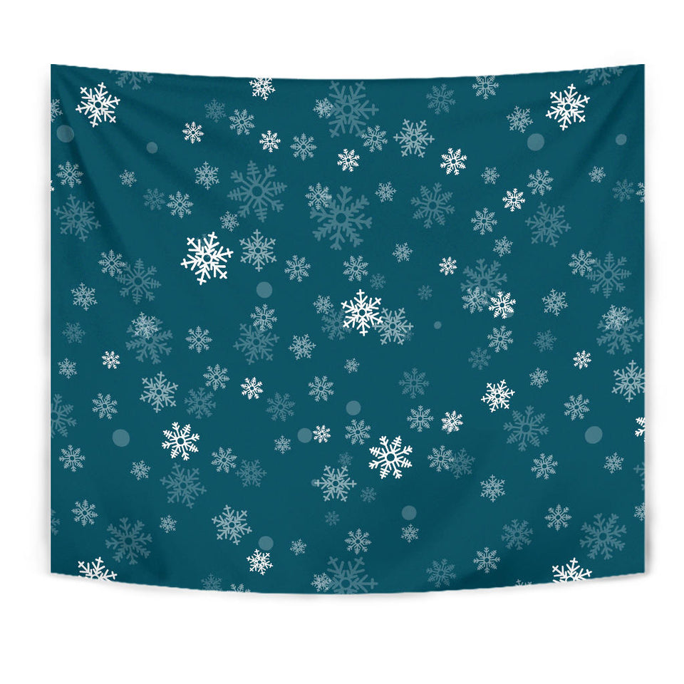Snowflake Pattern Dark Background Wall Tapestry
