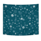 Snowflake Pattern Dark Background Wall Tapestry