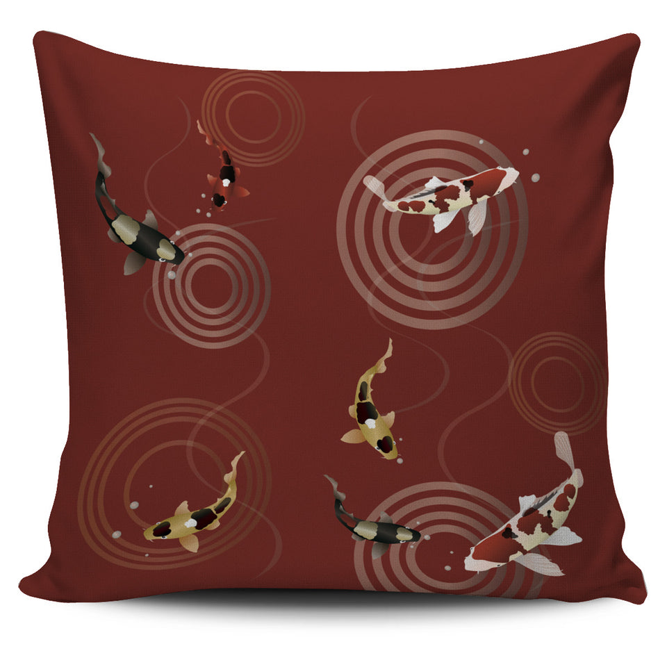 Koi Fish Carp Fish Red Background Pillow Cover