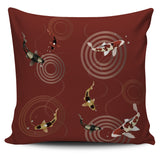 Koi Fish Carp Fish Red Background Pillow Cover