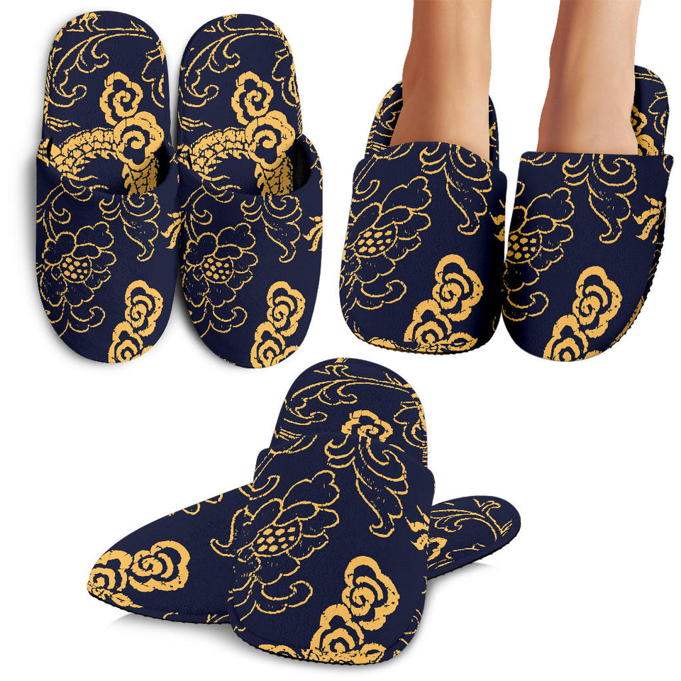 Gold Dragon Pattern Slippers