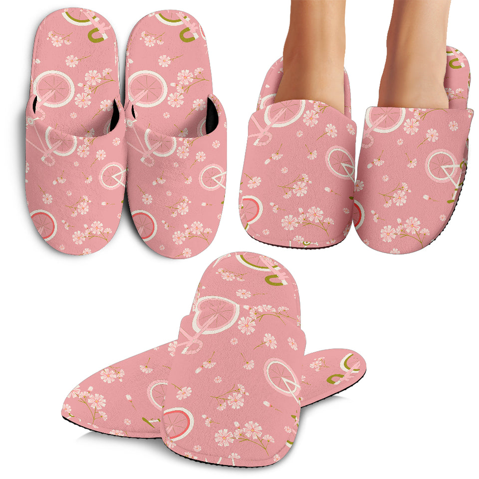 Bicycle Pattern Print Design 02 Slippers