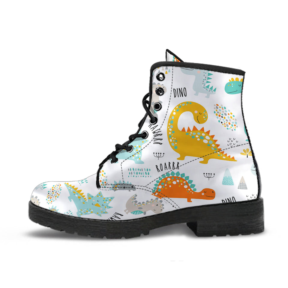 Cute Funny Kids Dinosaurs Pattern Leather Boots