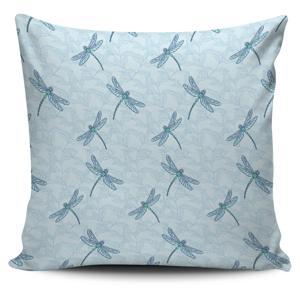 Dragonfly Pattern Blue Background Pillow Cover