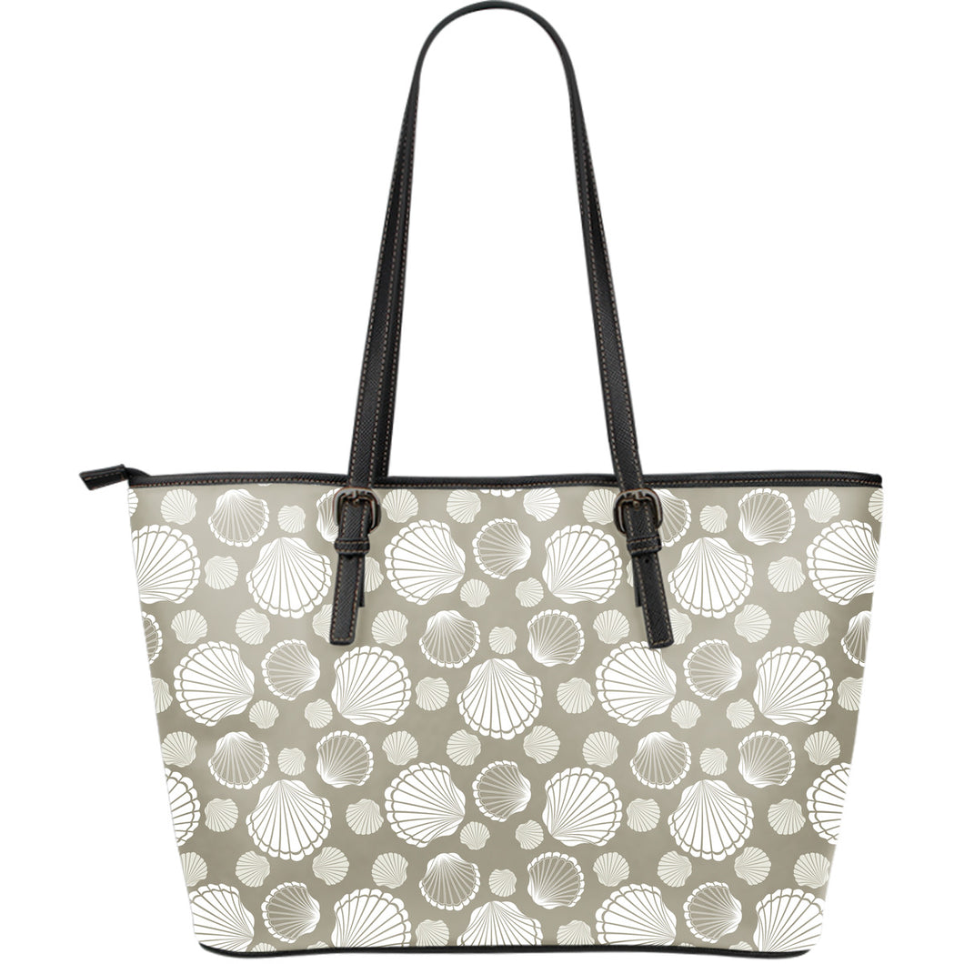Scallop Shell Pattern Large Leather Tote Bag