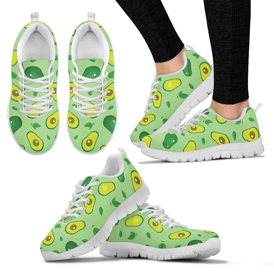 Avocado Pattern Green Background Women'S Sneaker Shoes