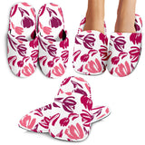Pink Sketch Tulip Pattern Slippers