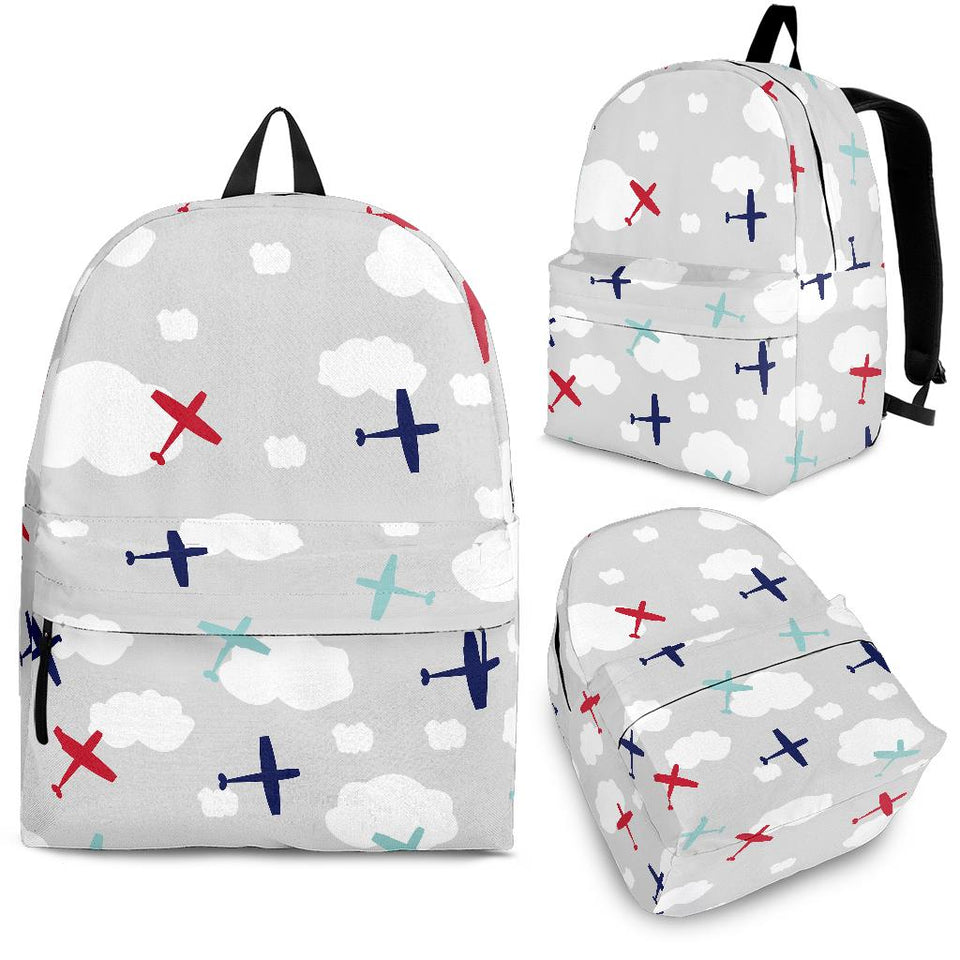 Airplane Cloud Grey Background Backpack