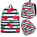 Hand Drawn Cherry Pattern Striped Background Backpack