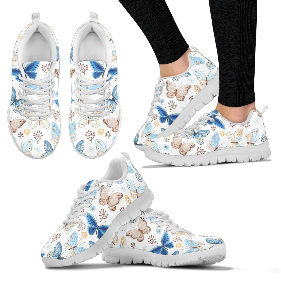 Blue Butterfly Pattern Women'S Sneaker Shoes