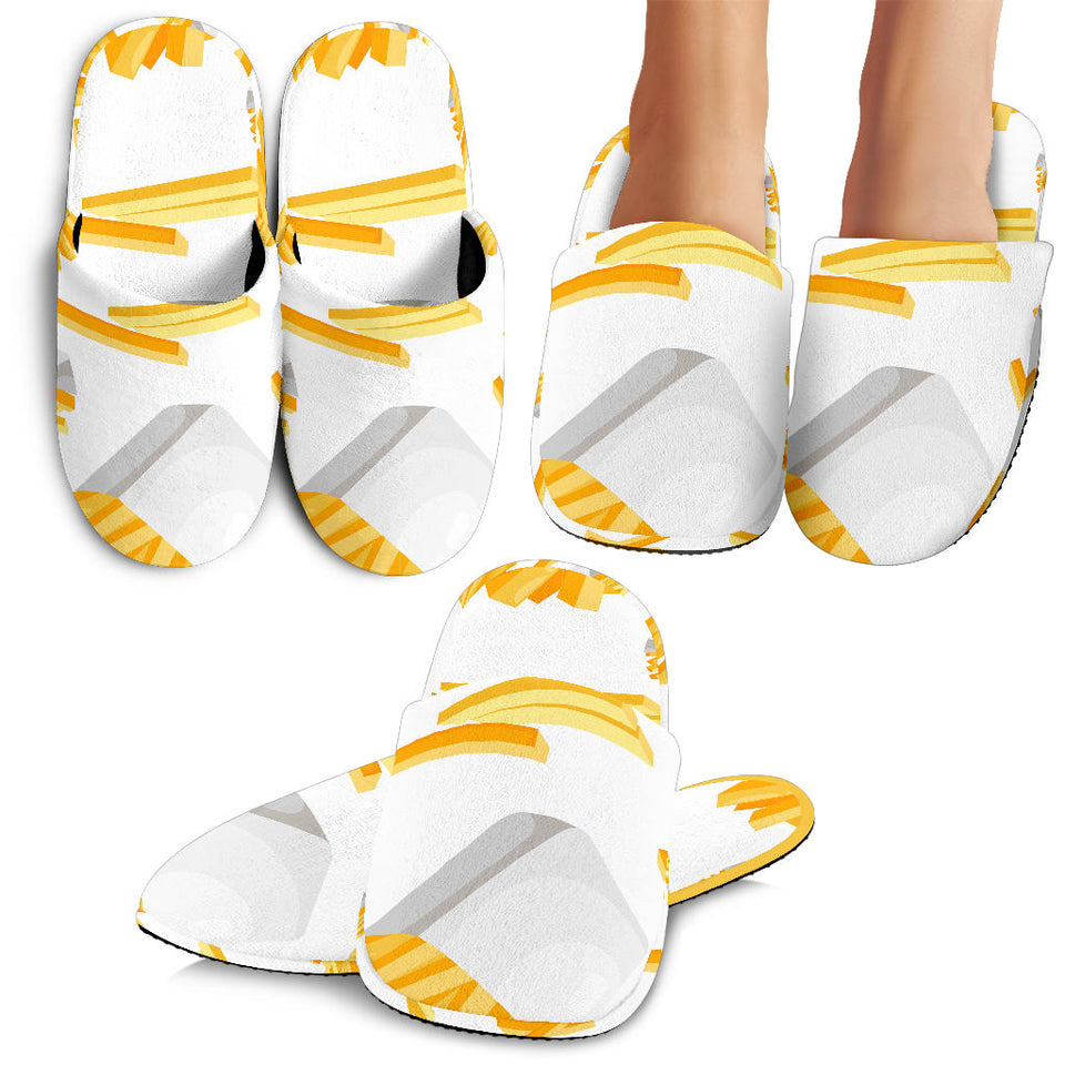 French Fries White Paper Box Pattern Slippers