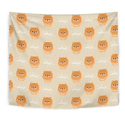 Cute Brown Pomeranian Puppy Wall Tapestry