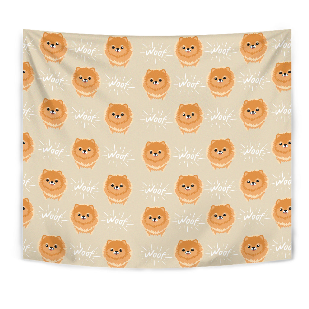 Cute Brown Pomeranian Puppy Wall Tapestry