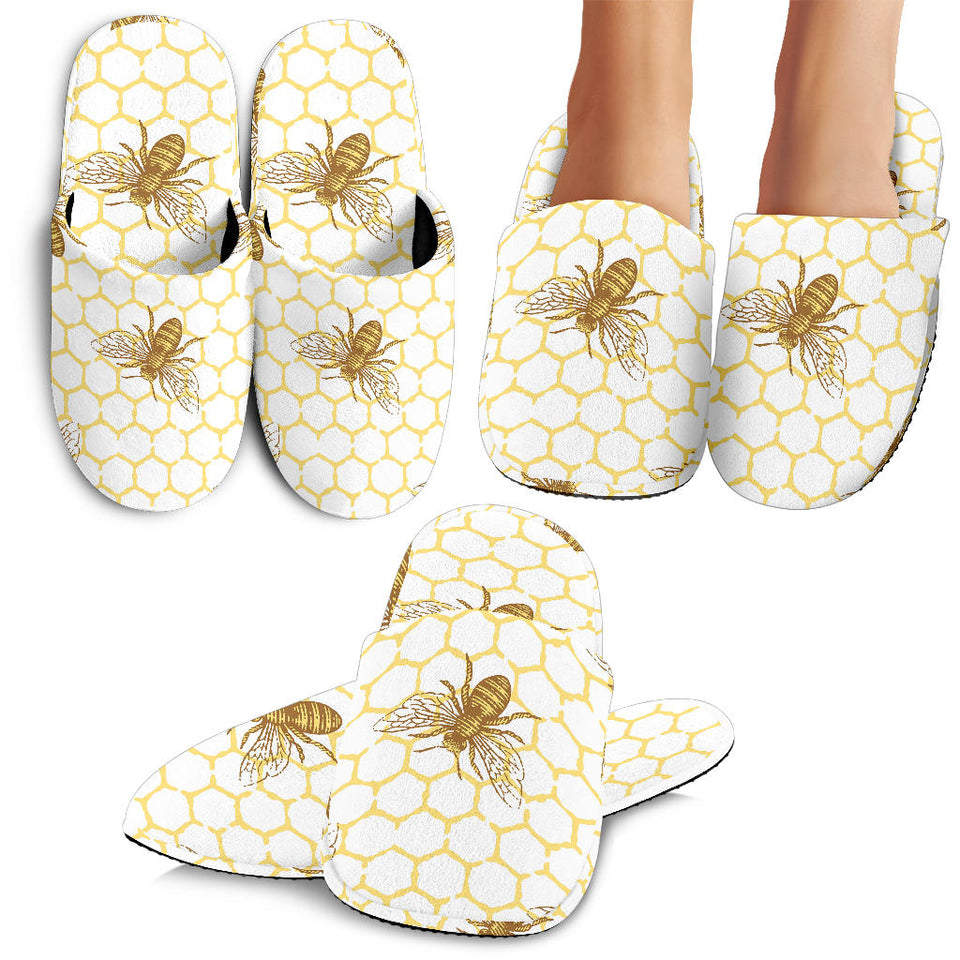 Bee Honeycomb Seamless Design Pattern Slippers