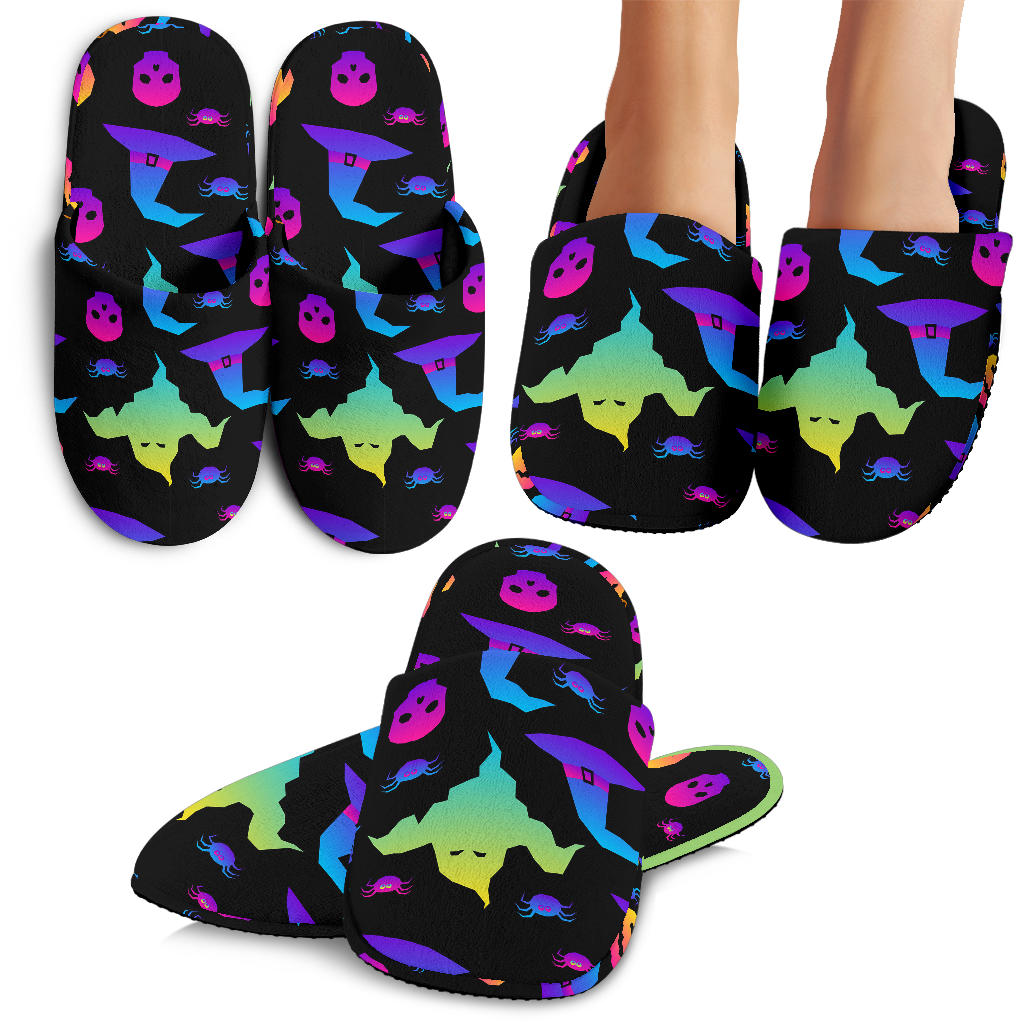 Colorful Halloween Background Slippers