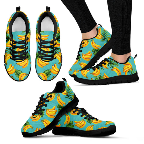 Banana Palm Leaves Pattern Background Women'S Sneaker Shoes