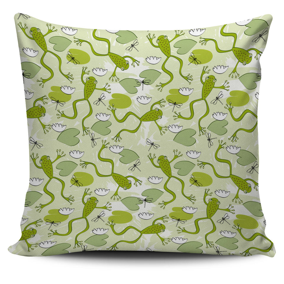Cute Frog Dragonfly Pattern Pillow Cover