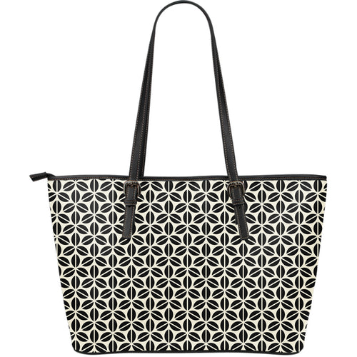 Coffee Bean Abstract Modern Pattern Large Leather Tote Bag