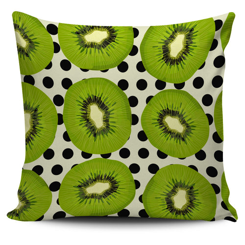 Kiwi Black Dot Background Pillow Cover