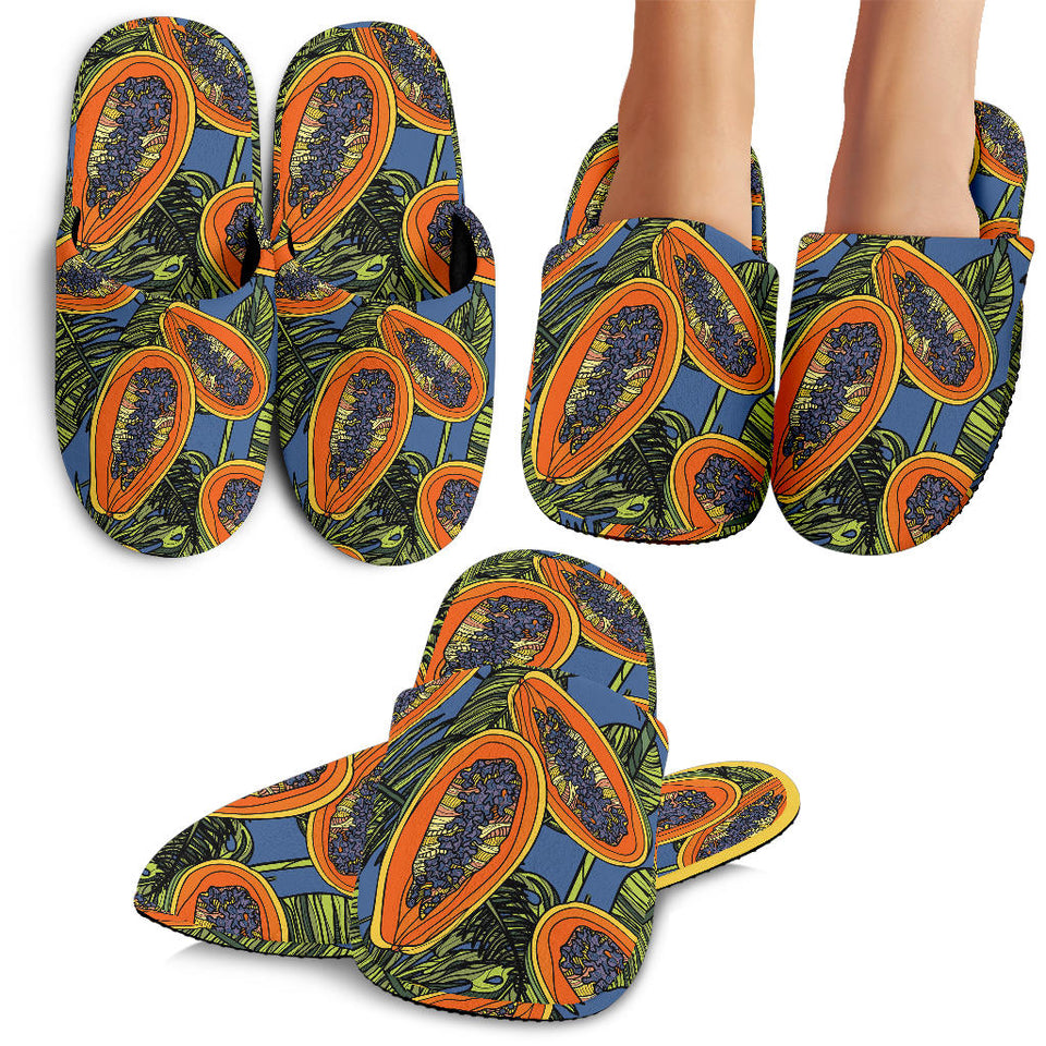 Colorful Papaya Tropical Leaves Slippers