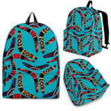Boomerang Australian Aboriginal Ornament Blue Background Backpack