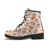 Cute Corgis Pattern Pink Background Leather Boots