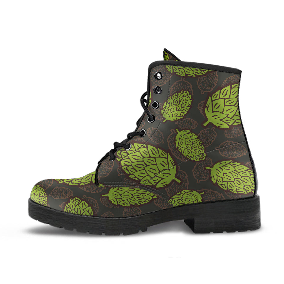 Hop Pattern Black Background Leather Boots