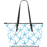 Watercolor Starfish Pattern Large Leather Tote Bag