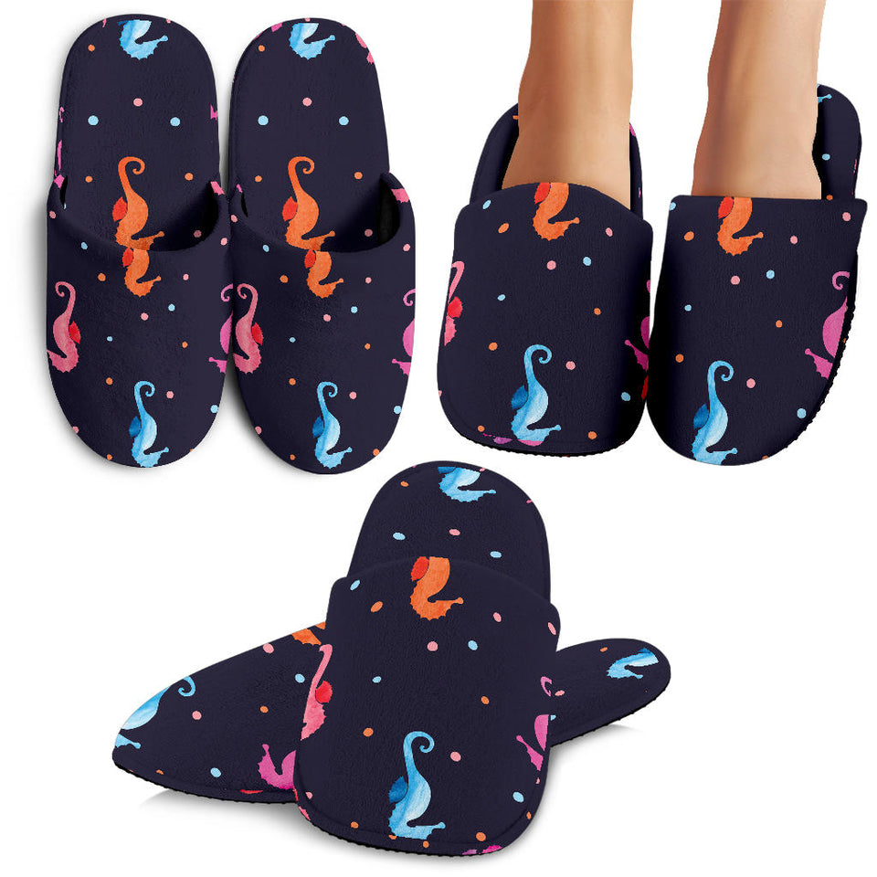 Watercolor Colorful Seahorse Pattern Slippers