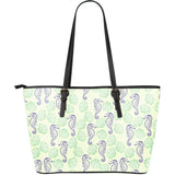 Seahorse Shell Pattern Large Leather Tote Bag