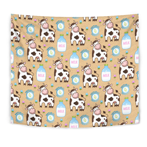 Cow Bottle Of Milk Pattern Wall Tapestry