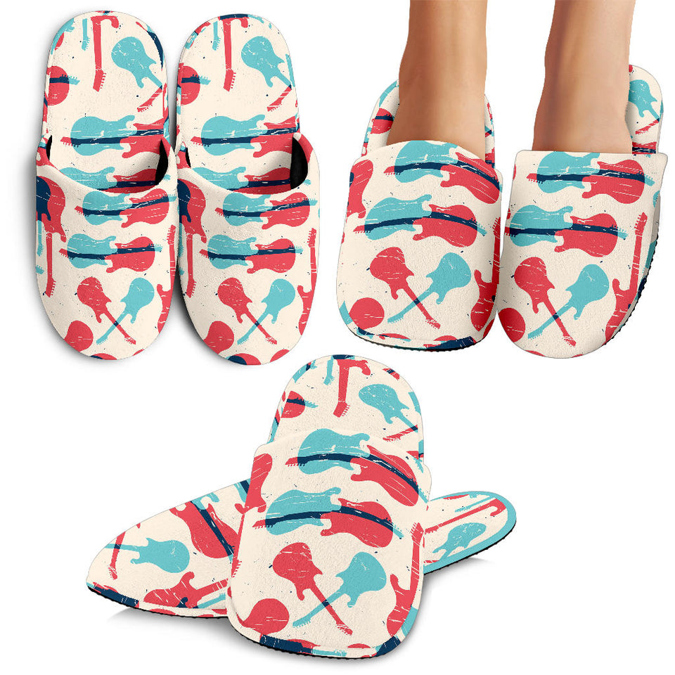 Red Blue Guitar Pattern Slippers