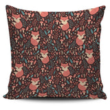 Fox Leaves Mushroom Pattern Pillow Cover