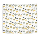 Silhouettes Of Goat And Tree Pattern Wall Tapestry