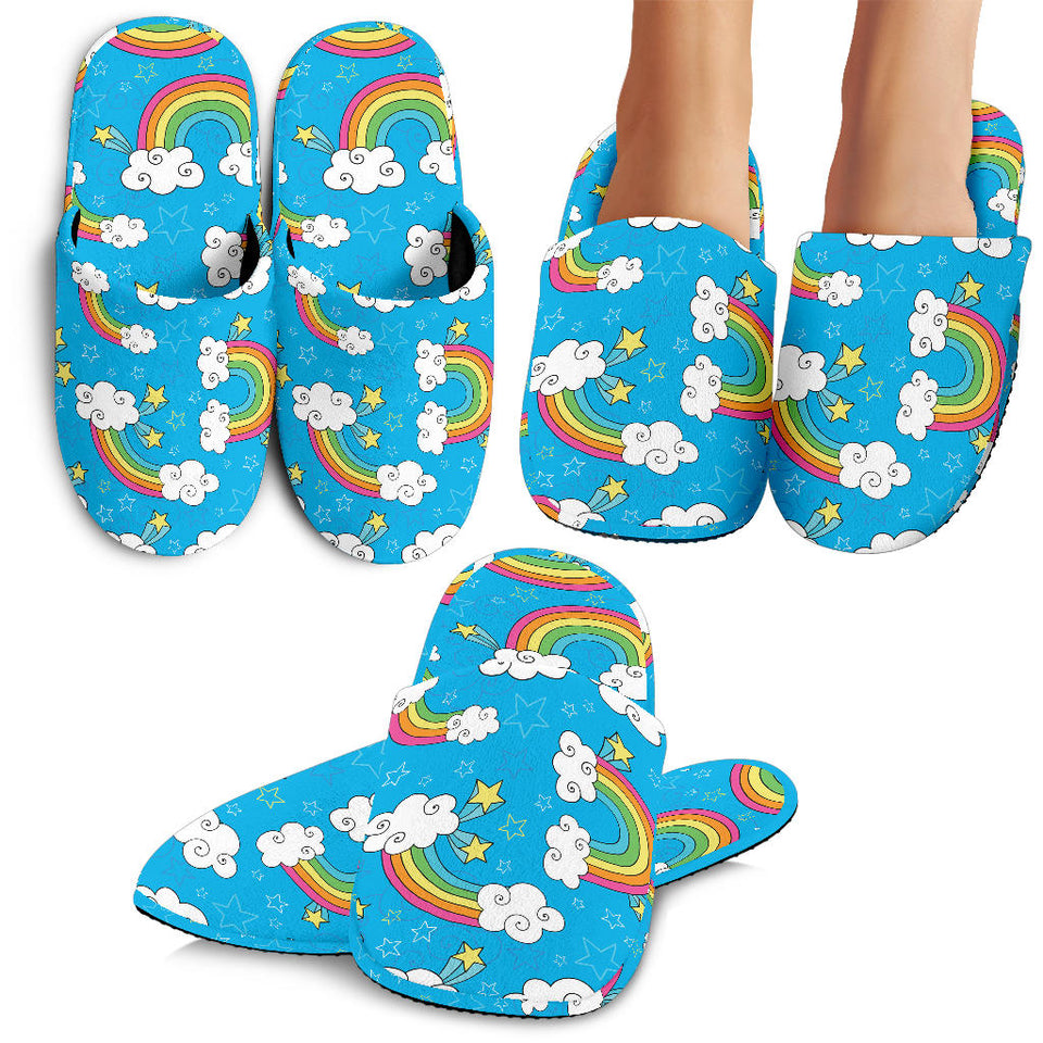 Rainbows Sky Clouds Pattern Slippers